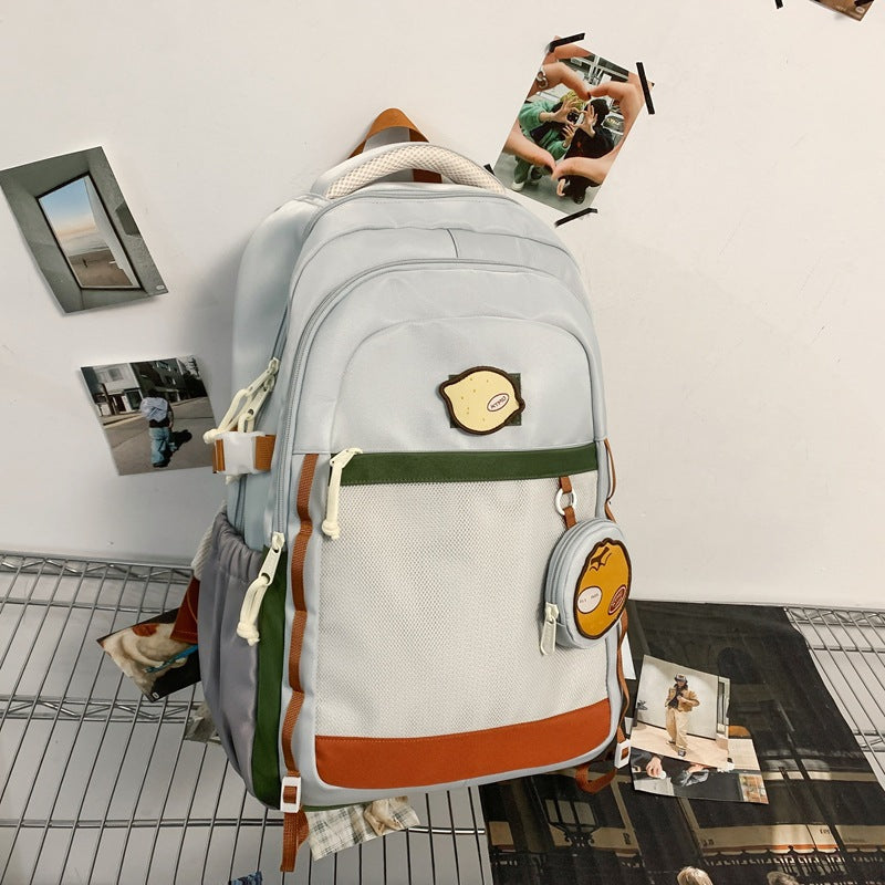 Large capacity backpack women's ins niche style double shoulder bag high school student casual sports backpack men's versatile laptop travel bag