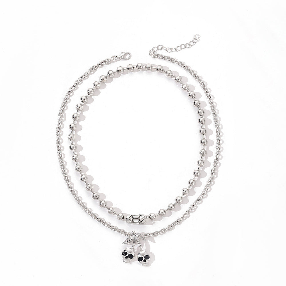 Halloween necklace wholesale fashion cross-border jewelry exaggerated sense of design bows skull dark style clavicle chain