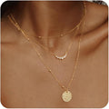 Brass real gold plated european and american cross-border hot selling minimalist twisted circle pendant fashion necklace for women - three layers