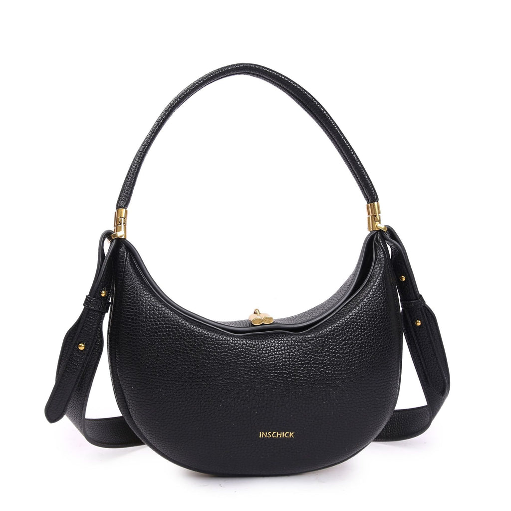 INSCHICK crescent bag women's messenger bag handbag metal buckle accessories shoulder bag fashion versatile commuter bag