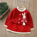 Girls' knit sweater set - new  collection: cardigan & skirt outfit with oversized collar