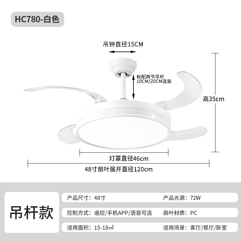 Invisible Fan Light Modern Simple Dining Room Ceiling Fan Light Smart Living Room Bedroom Home Fan Chandelier Zhongshan Lighting