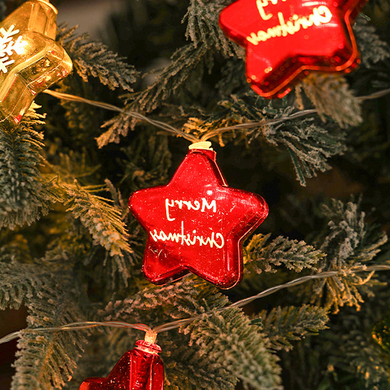 LED Christmas Printing Colored Ball Lights String Stars Festive Decoration Window Decoration Festive Decoration Flashing Lights