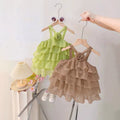 Sleeveless dress  girls' summer outfit new summer children's princess style chic baby beach dress