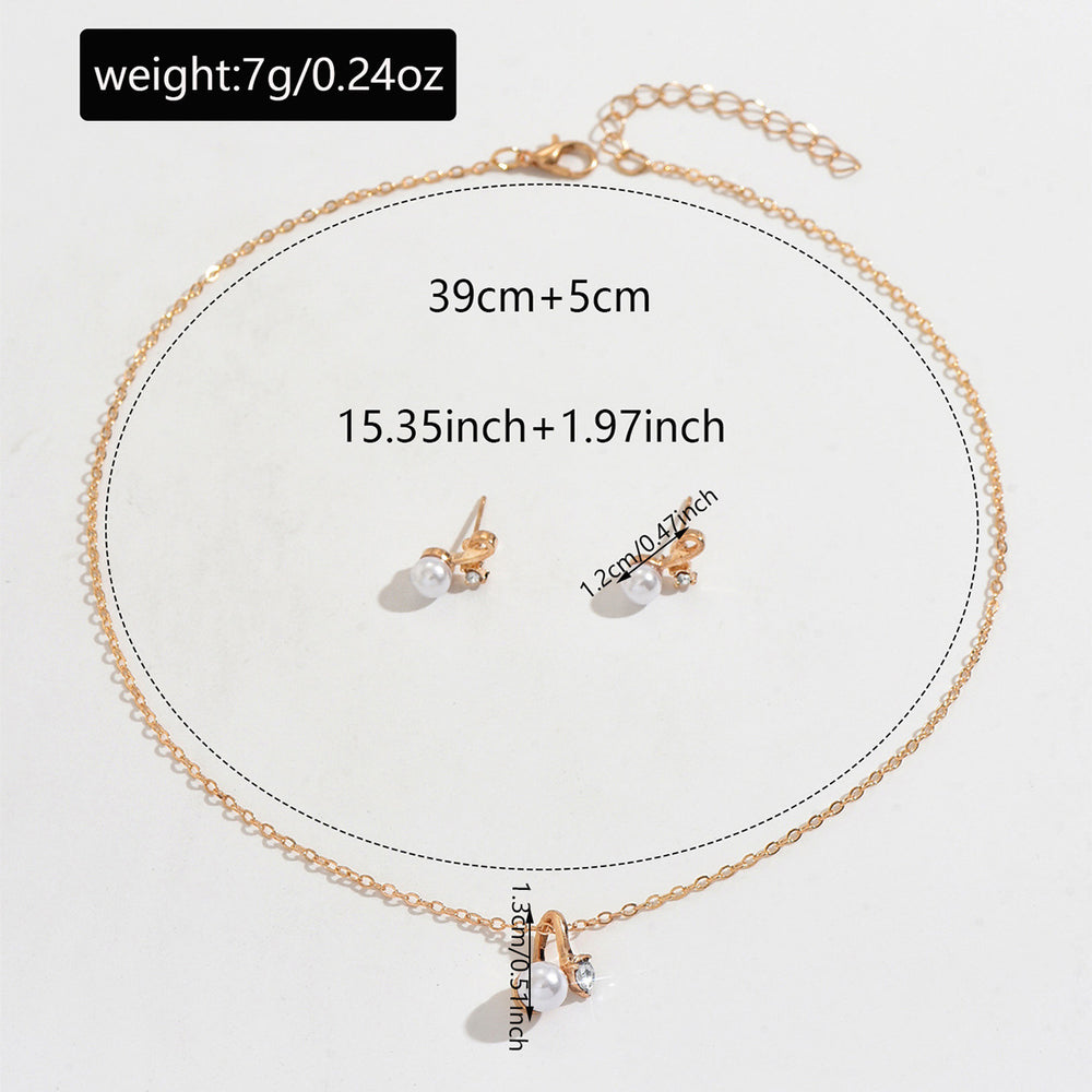 Fashionins imitation pearl necklace suit fashionaccessible luxuryclassysensecasualelegantniche style diamond-encrusted earrings for women