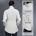 Air layer stand collar mid-length outwear women's drawstring waist jacket casualwork clothing sports windbreaker autumd25137