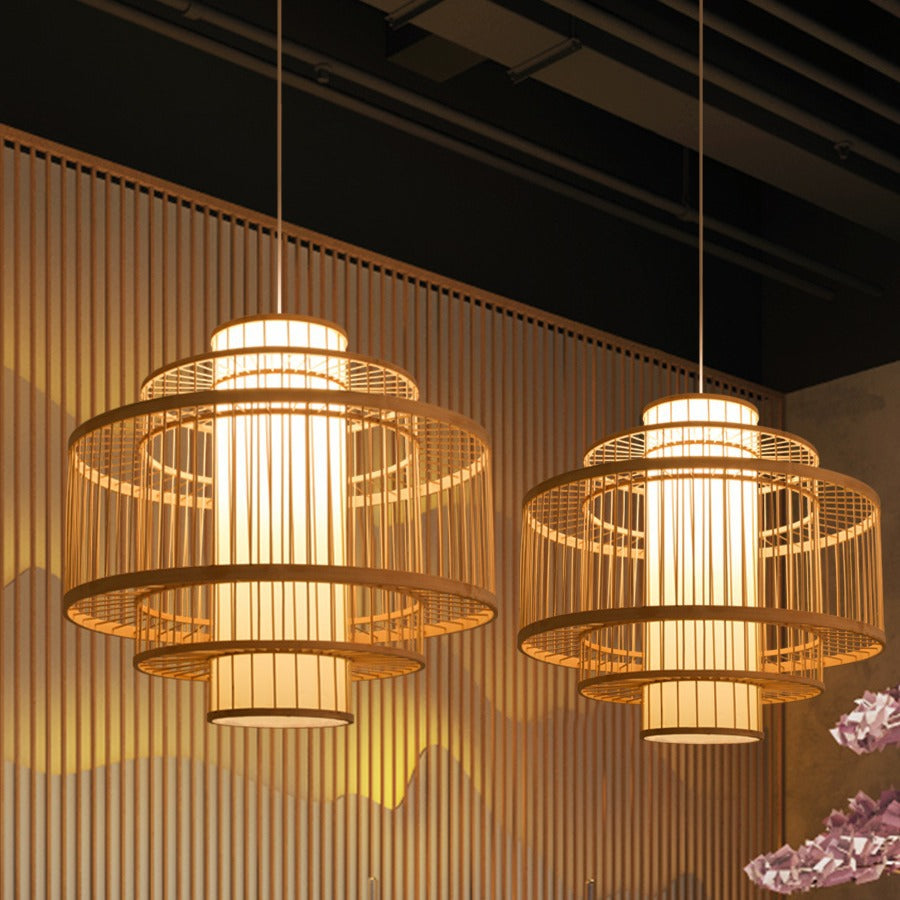 Woven Lantern Chandelier Chinese Hot Pot Restaurant Restaurant Bamboo Art Lighting Store Commercial Homestay Tea Room Japanese Lighting