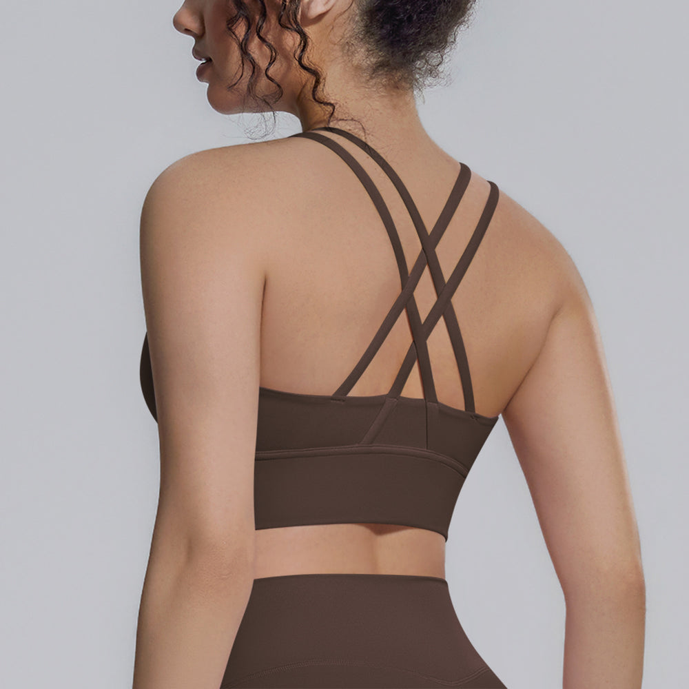 New arrival cross backless sports bra yoga wear topsbubble wrap push-up running training fitness vest for women