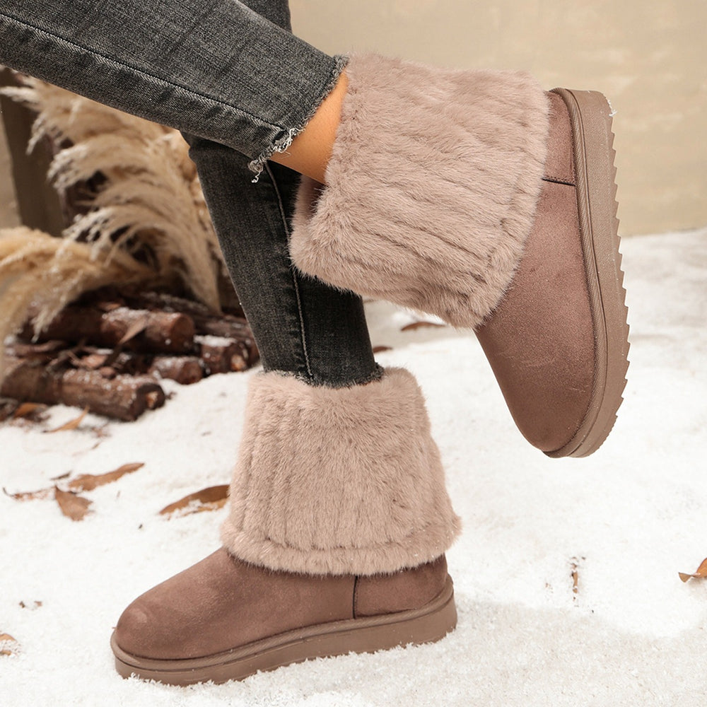 Exportfashionplus size cuffed stuffed mouth thick sole snow boots for women winternew arrivalfleece-linedthickened slip-on cotton boots