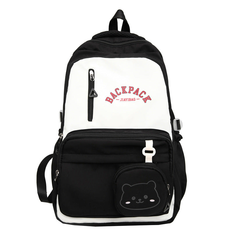Small fresh student schoolbag, cute, fashionable and high-value backpack, large-capacity texture splicing contrasting color backpack.