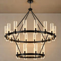 American industrial style two-tier ring pendant light - clear glass hotel villa living room dining room lighting fixture