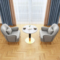 One table and two chairs [round coffee table]