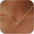 Double ring heart necklace - minimalist choker for women, elegant & unique, affordable luxury, niche & cool style, japanese & korean jewelry