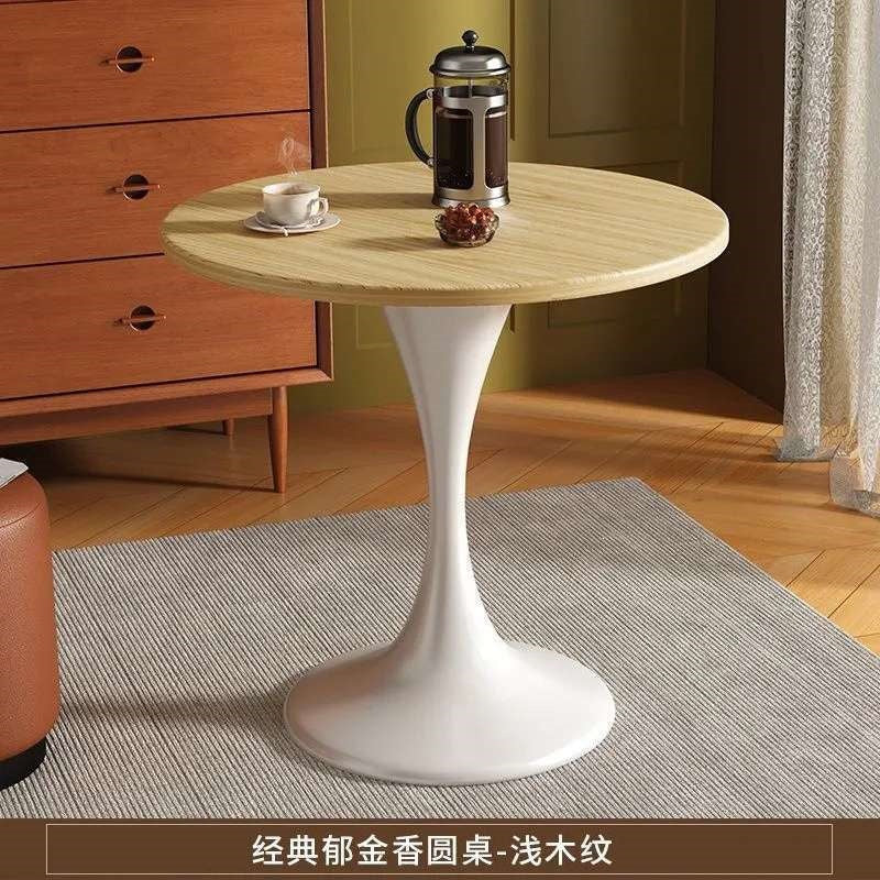 Round dining table, nordic casual, vintage walnut, small apartment, balcony tulip coffee, negotiation, milk tea