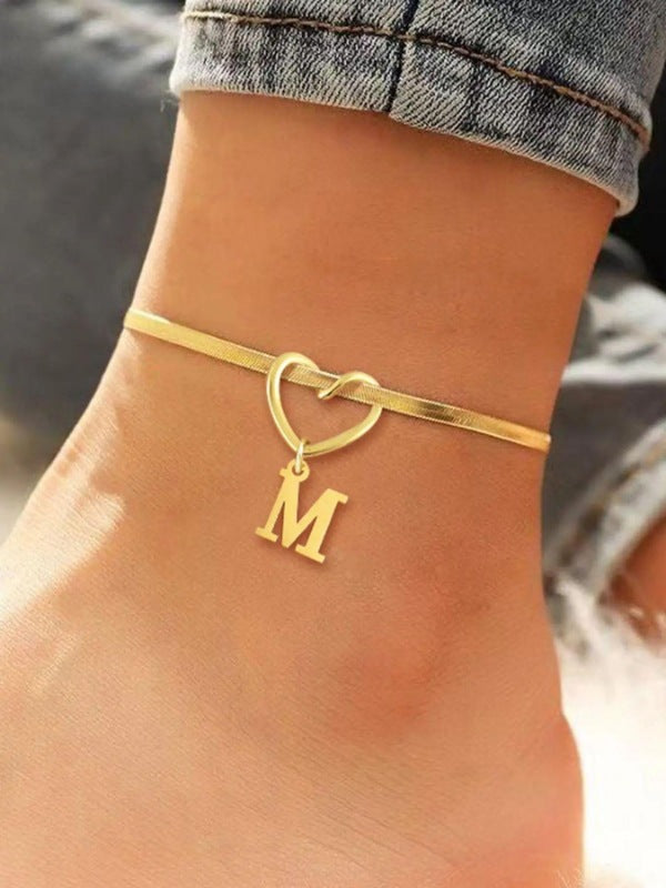 new arrivalcasual titanium steel 18k gold english letter anklet accessible luxuryeasiest for match knotted anklet anklet jewelry for women
