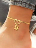 new arrivalcasual titanium steel 18k gold english letter anklet accessible luxuryeasiest for match knotted anklet anklet jewelry for women