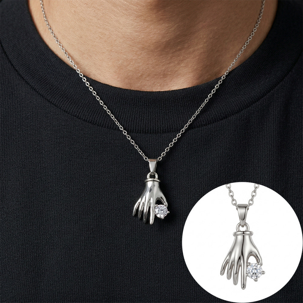 European and american hot-selling, unique & stylish copper-inlaid zircon necklace for women - lightweight luxury, niche design, versatile, tarnish-resistant titanium steel clavicle chain jewelry