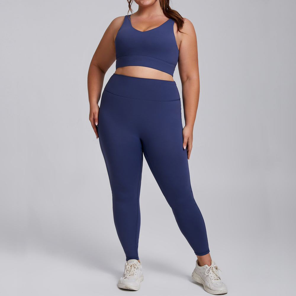plus size high elastic yoga fitness wear women's brushed nude yoga wear suit running bubble wrap sportswear