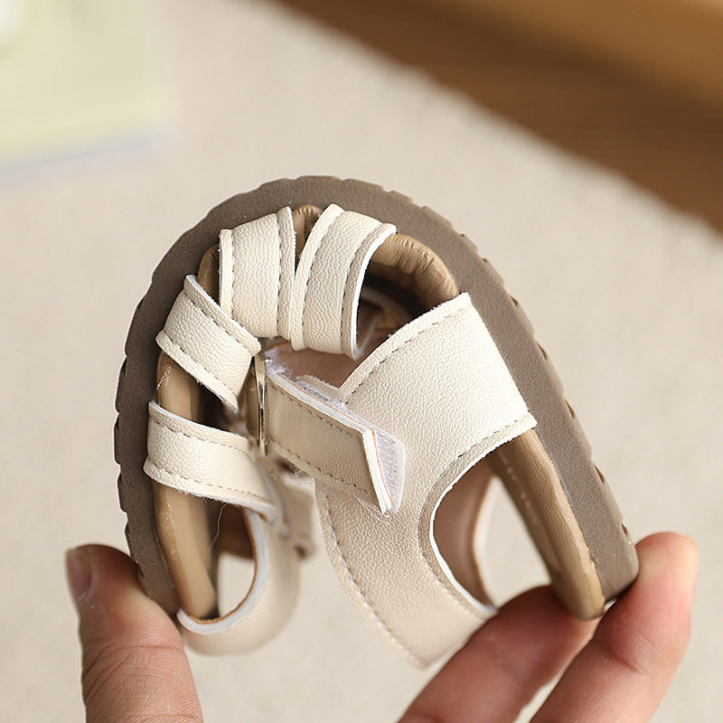 Vancahao  summer new children's casual roman sandals korean style girls' princess closed-toe beach shoes for kids