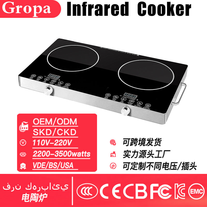 Electric ceramic stove infrared cookerfor home double-head stove high power 00v-220v/export foreign trade processing