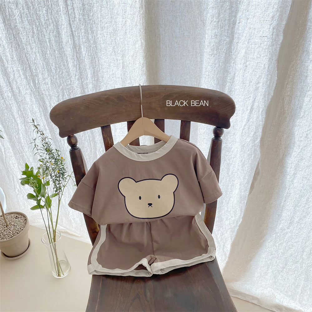 Summer korean style baby outfit set for 0-4 years old, ins-inspired loungewear for boys and girls, pure cotton breathable two-piece set
