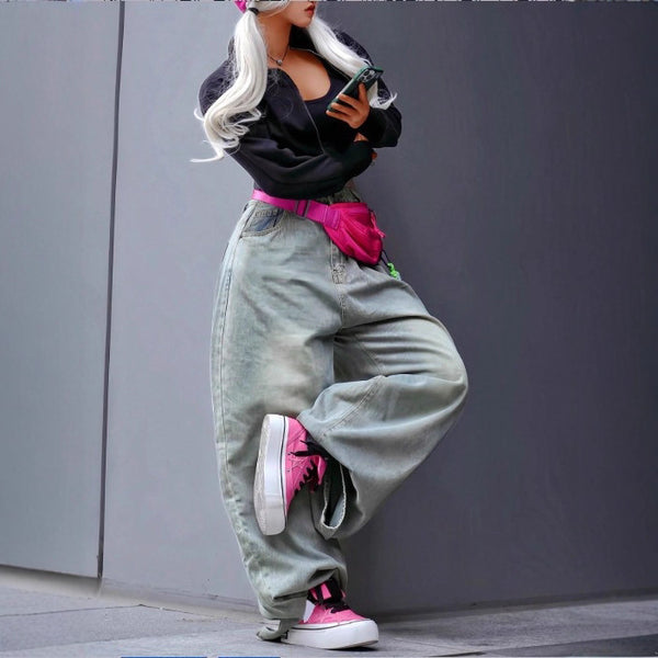 TC1012 #European and American   women's loose and drape casual trousers and jeans