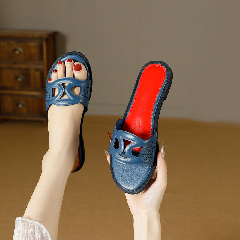 2025 summer new women's flip-flops: trendy & unique flat sandals with low heel and round toe