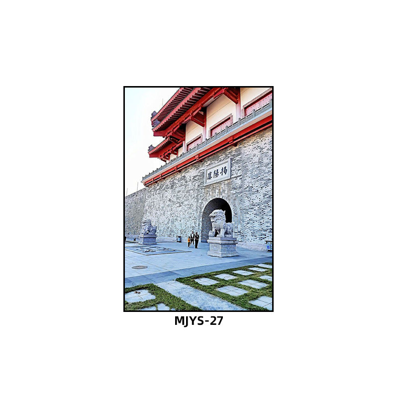 Jieyang ancient city architectural landscape hanging painting hotel box wall decoration painting hot pot restaurant restaurant characteristic cultural tourism mural