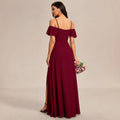 European and american style off-the-shoulder ruffle chiffon maxi dress - women's wedding french dress - high-quality, luxurious evening gown