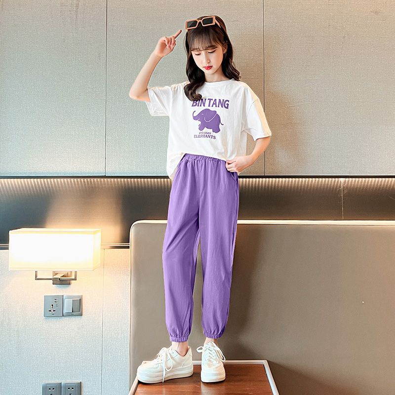 Girls' summer outfit: stylish  new collection - trendy short-sleeve top and shorts set for girls and big girls