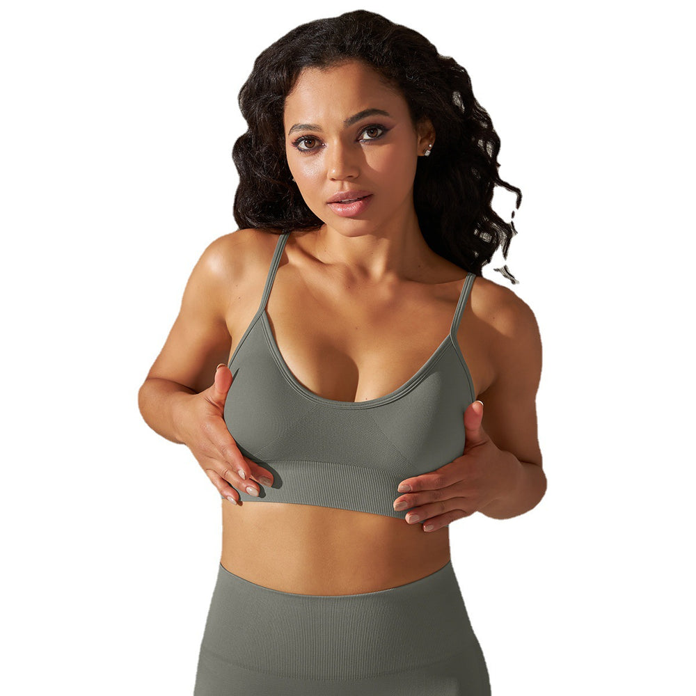 fashion seamless knittingpure color beauty back suspender sports intimates no steel ring running fitness yoga clothes tops