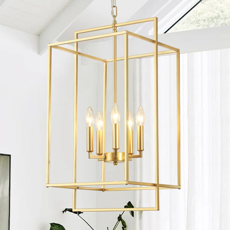 Cross-border special wayfair American chandelier rectangular style wrought iron lamp suitable for restaurant living room exhibition chandelier