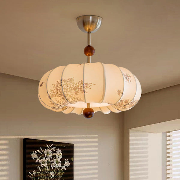 French retro style bedroom chandelier fabric pattern medieval restaurant Nanyang solid wood wabi sandy wind warm room lamps