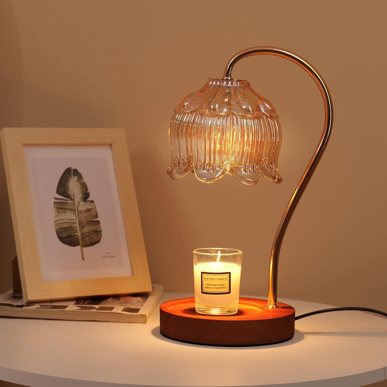 Melting candle lamp diffuser gift desk lamp smokeless and regular temperature adjustment American retro night light aromatherapy melted wax lamp