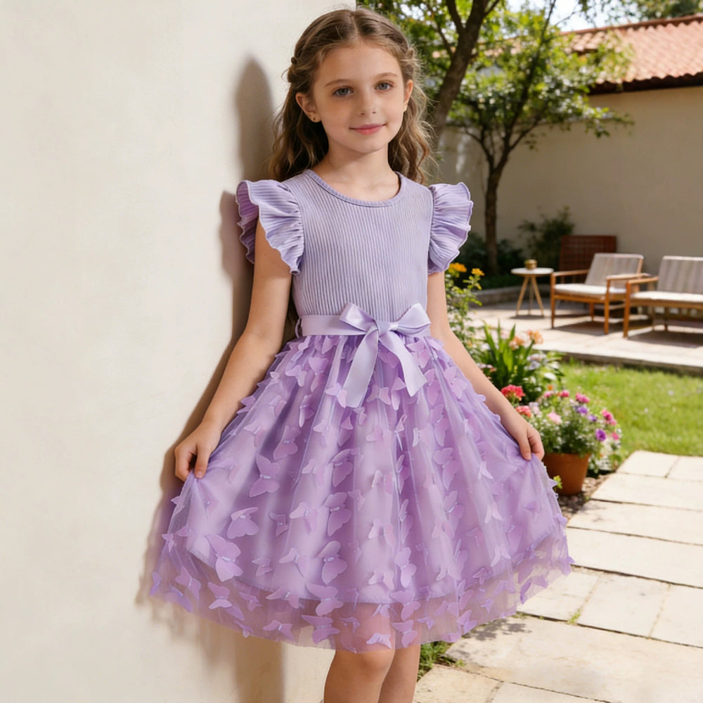 summer korean style girls' short-sleeve lace floral dress - trendy korean kids' formal dress