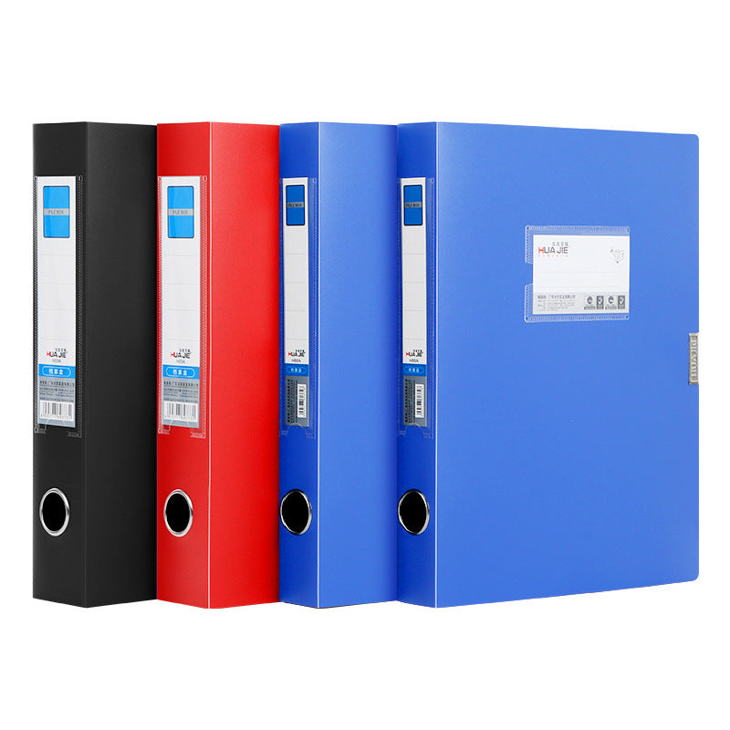 Folding file box File box Plastic document box A4 Thickened folder Storage box Glue button Financial certificate Personnel