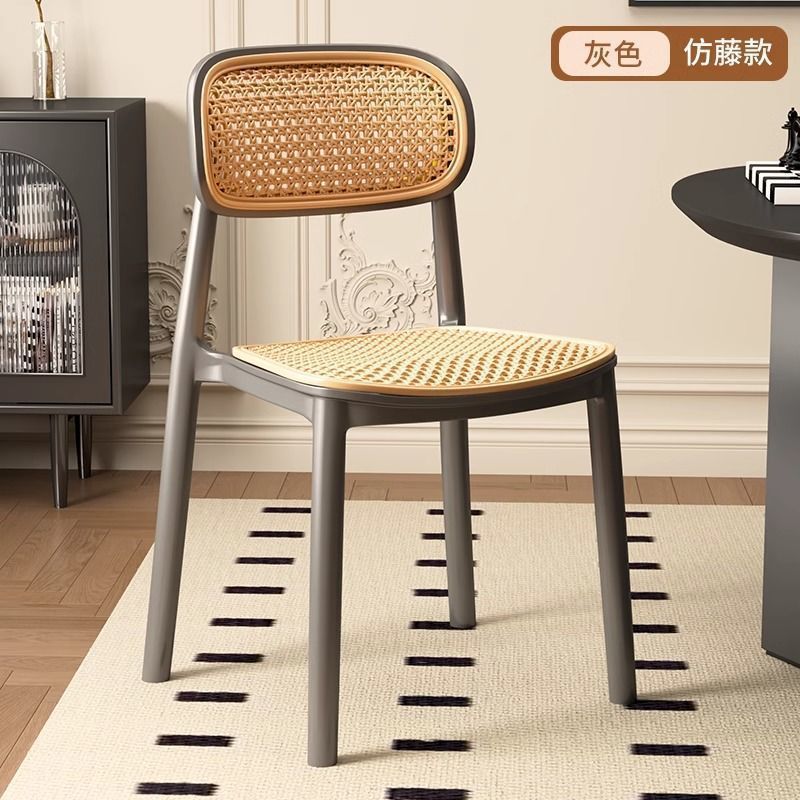 2025 new dining chair backrest plastic rattan chair home leisure chair spare stool stackable bench commercial