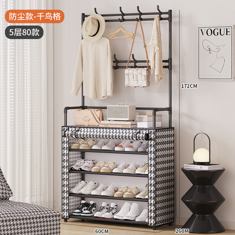 Shoe rack, multi-layer household entrance, dustproof, simple shelf, indoor storage, dormitory shoe cabinet against the wall