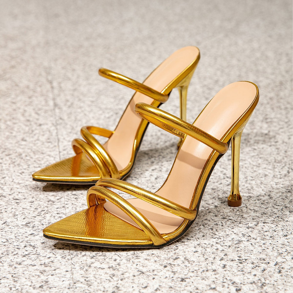 Women's summer sandals & slippers - 2025 new european & american fashion, minimalist square toe stiletto heel thong sandals - cross-border amazon