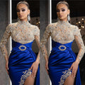 2025 spring/summer new arrivals: european and american style women's blue and gold splatter print crew neck dress - sexy patchwork evening gown maxi dress
