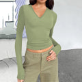 fall/winter new arrivals: european & american  style women's v-neck long sleeve basic slim-fit versatile t-shirt top