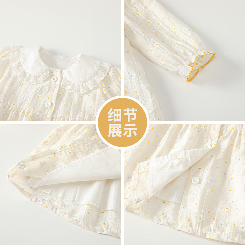 Girls' outfit set, new autumn  collection: stylish baby doll collar long-sleeve two-piece set for infants - sweet and chic for spring and autumn