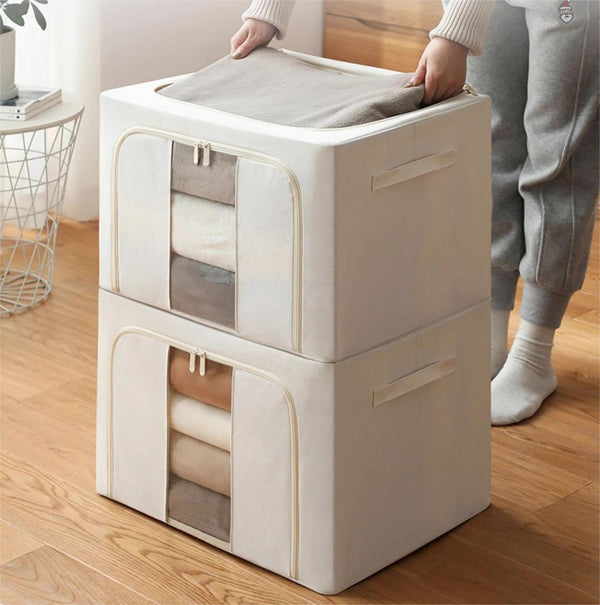Tianshan cotton and linen steel frame storage box foldable fabric quilt sorting Baina box wardrobe clothes storage storage box