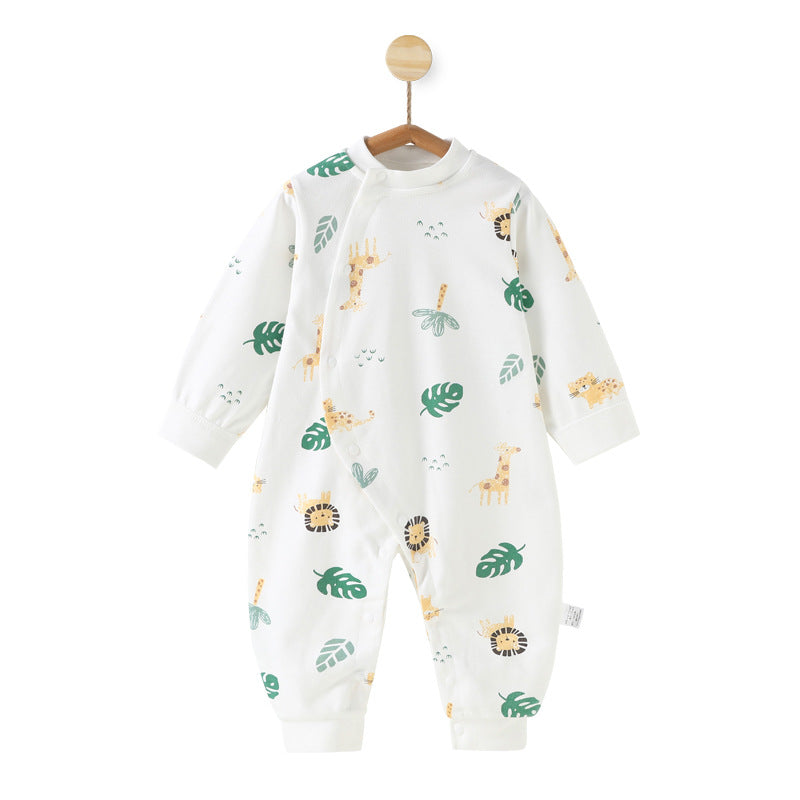 All-season baby clothes: spring/autumn baby belly-banding romper, newborn pure cotton confinement suit, long-sleeve onesie, crawling suit