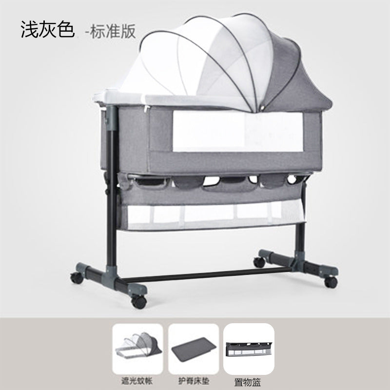 Baby crib newborn bed splicing large bed baby rocking bed bb children's bed cradle bed multifunctional movable foldable