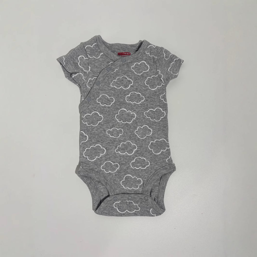 Export original order infant male and female baby slanted button pullover pure cottonprinting half-sleeved bottom triangle khaki