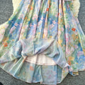 Stunning romantic v-neck floral sundress - dye-sublimated dopamine dress with ruffle hem, perfect for vacation