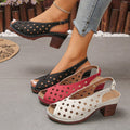 spring/summer new plus size cross-border roman retro style hollow-out fashion outerwear solid color buckle peep-toe sandals
