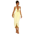 European and american export women's clothing  summer new style halter neck tie deep v-neck sexy shirred backless draped dress