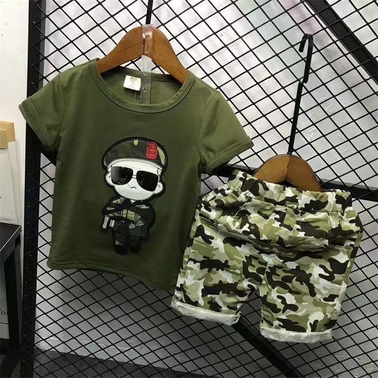 Summer camouflage outfit set  new boys' short-sleeve set for toddlers and young children - direct from the manufacturer, dropshipping available
